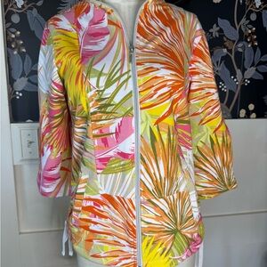 Onque Casuals Vibrant Palm Print Swim Cover-Up or Athletic Jacket Sz S